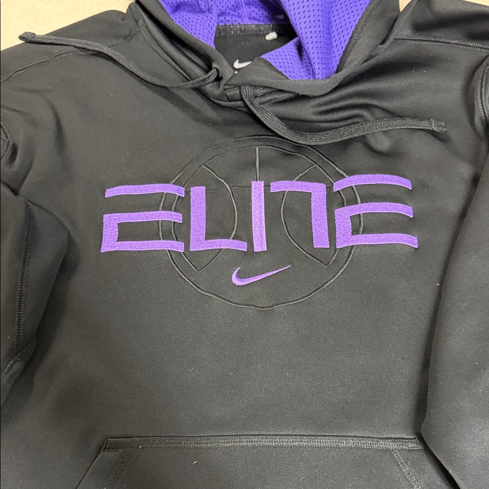 Nike Black Hoodie with Purple Elite Design